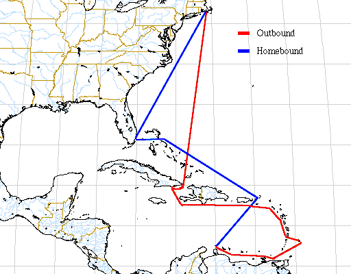 Voyage track for Cruise 1999