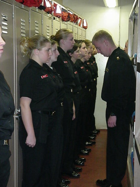 inspections female: The Regimental XO, 1/c Adam VanEtten,Greenport,NY,inspects the female berthing areas.