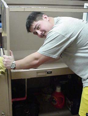 scrubbing racks: 1/c engineer Ed Nardone (Lynn,MA) hard at work