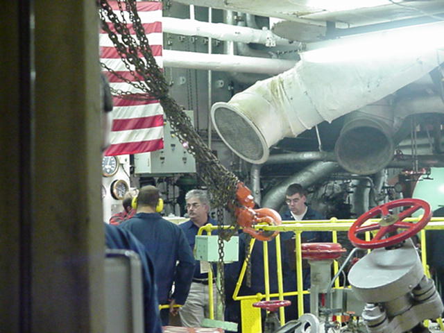 The pit: Cadets and staff in the engine room of the TSES.