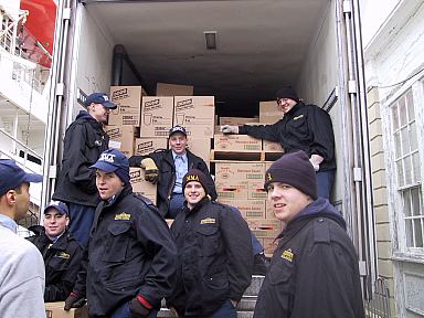 Loading Stores in BBay: It takes a lot of food to feed 500 hungry cadets.
