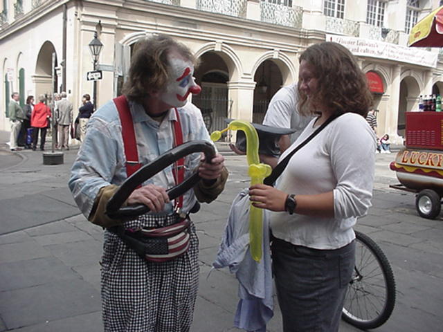 Clown NOLA.: 2/c Megan Kearns clowns around with a new friend.