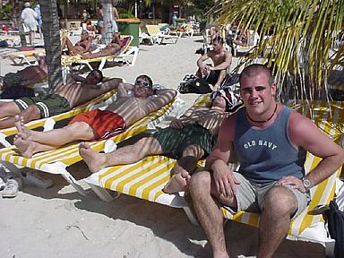 At the beach in Curacao: 