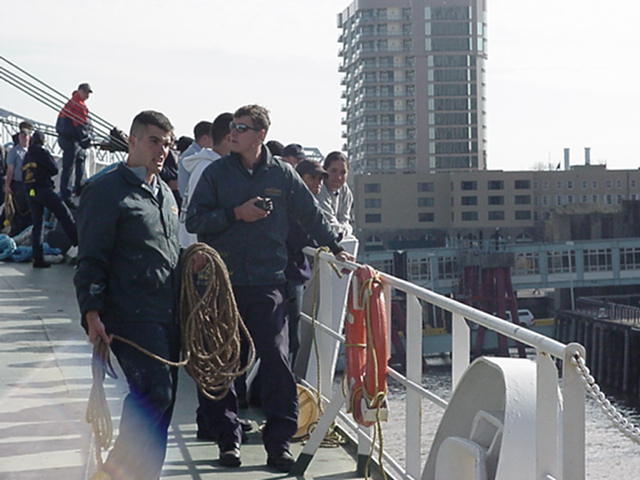 NOLA docking: CAdets direct the docking of Empire State forward.