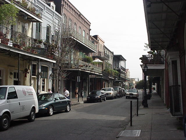 NOLA street.jpg: A quiet street in the French Quarter. This week, the Mardi Gras will shatter the solitude.