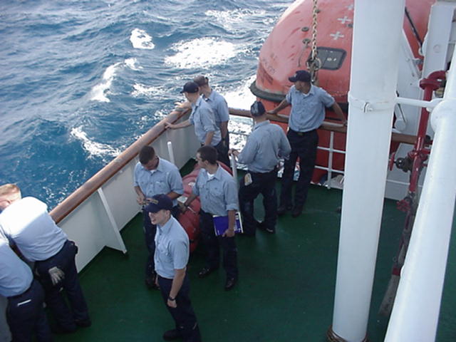 port side: cadets enjoy the weather in the Caribbean